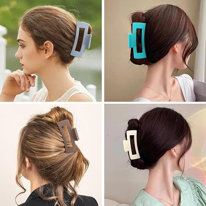 Alemaky Hair Clips for Women12 Pack 4.1 Inch Large Square Claw Clips for Women Girls Thick Thin Curly Hair, Strong Hold Matte Neutral Colors Big Hair Claw Clips Accessories