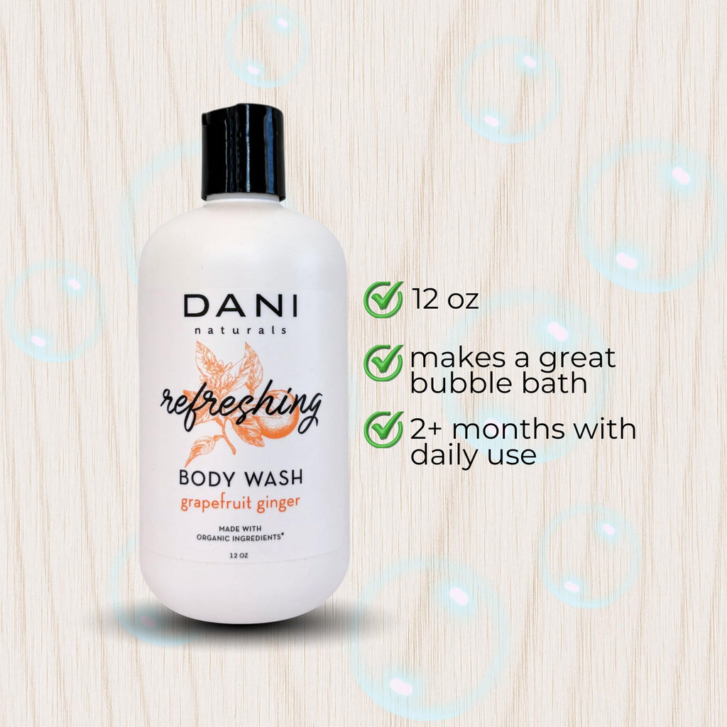 DANI Naturals Grapefruit Ginger Body Wash, Sulfate-Free and Vegan, 12 fl oz