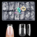 UNA GELLA 600Pcs Short Square Gel Nail Tips, Square Press on Nails Pre Etched Full Cover Soft Gel Nail Tips No C Curve For Women Girl DIY French & Chrome Style Salon At Home 12 Sizes