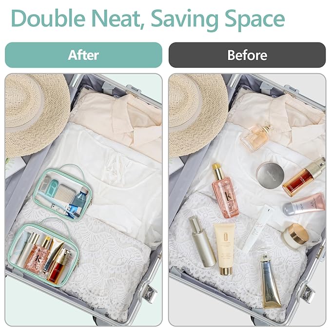 PACKISM Clear Makeup Bag Travel - TSA Approved Toiletry Bag, 2 Pack Black