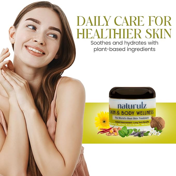 Naturulz Skin & Body Wellness 4oz – Fast-Absorbing Everyday Moisturizer with Nourishing Coconut oil. Antioxidant-rich Skin Barrier Formula With Vitamin E, Vitamin A (retinoids) and Green Tea.