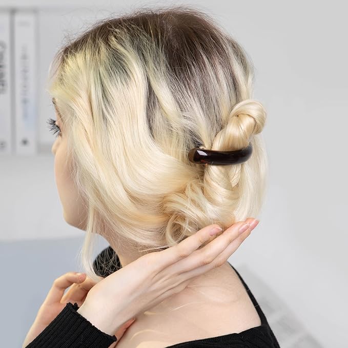 Aurora Pin Stylish Tortoise Shell Hair Clip - Autoclasp Barrettes For Styling in an Updo, Bun, Ponytail - Strong Korea Made Accessory for Thick, Medium Volume Hair - Set of 3 Pieces, 3 Colors