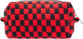 Checkered Makeup Bag for Purse, Small Travel Cosmetic Pouch,Red Black