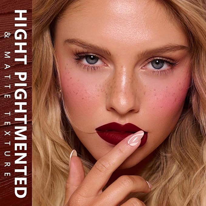 MAKI YIKA Dark Red Lipstick Matte for Women Color Stay Long Lasting Lipsticks