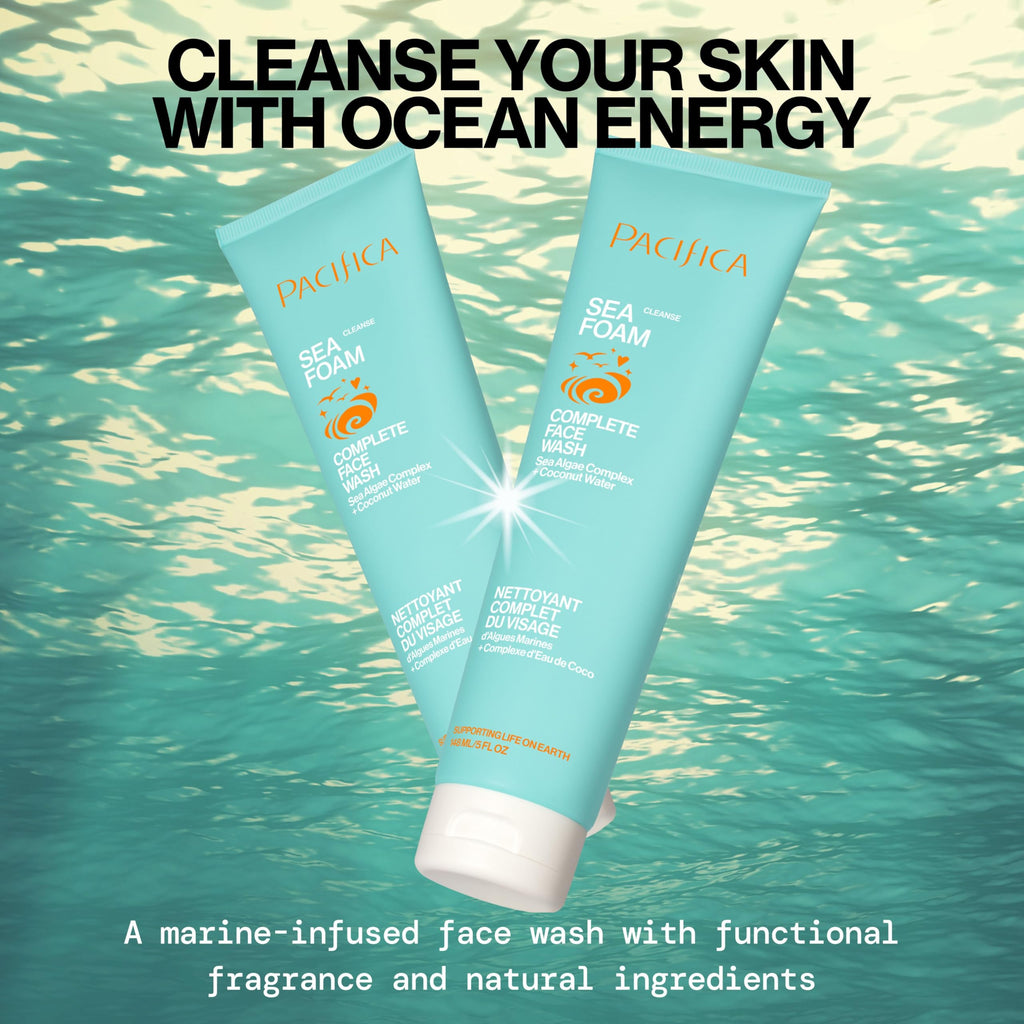Pacifica Beauty Sea Foam Face Wash, Daily Gentle Foaming Cleanser, With Coconut Water + Sea Algae, Removes Makeup, For Combination and Oily Skin, Vegan & Cruelty Free