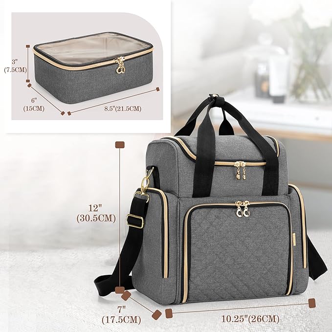 LUXJA Travel Makeup Bag with 2 Removable Makeup Cases, Gray