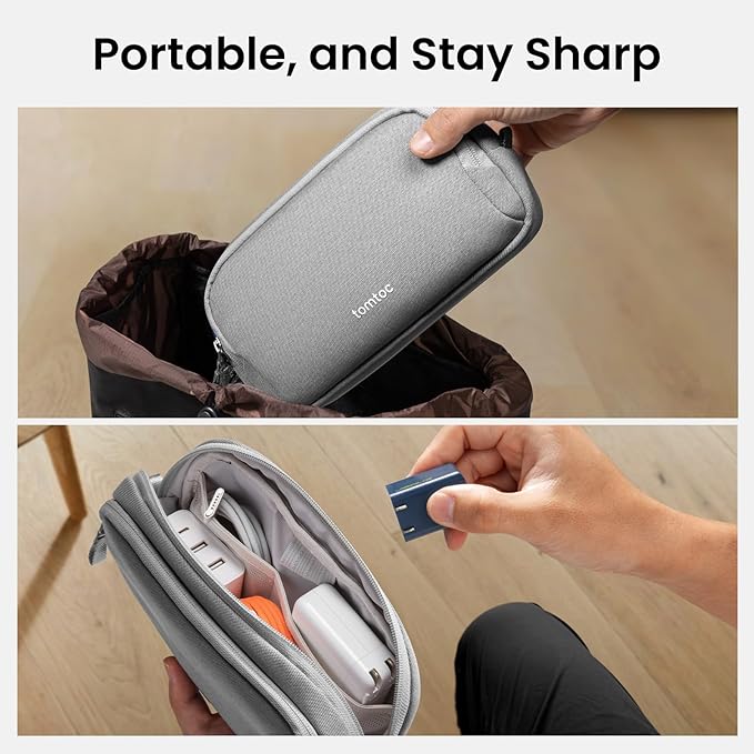 tomtoc Electronic Organizer Travel Case, Dual Compartment Tech Organization