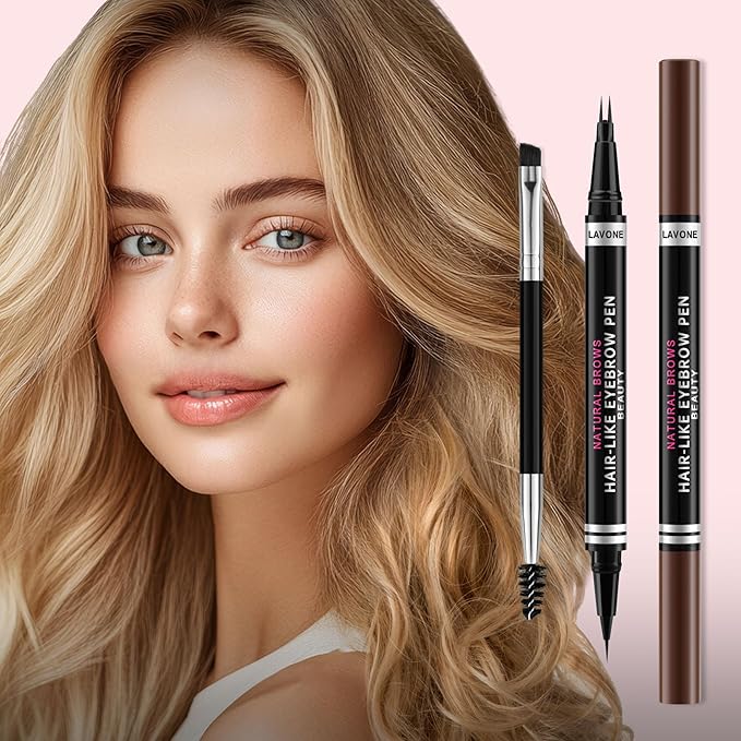 Eyebrow Pencil, 2-in-1 Waterproof Eyebrow Pen, with 2 Tip Microblading Eyebrow Pencil and Ultra-Precise Brow Pencil, with Eyebrow Brush, Eyebrow Pencils for Women,Natural Hair-Like Brows-Medium Brown