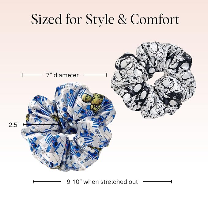 Kitsch x Star Wars R2-D2 & Stormtrooper Scrunchies for Women- Softer Than Silk Scrunchie, No Crease Hair Ties, Perfect For Day And Night Creaseless Hair Accessories - 2pcs