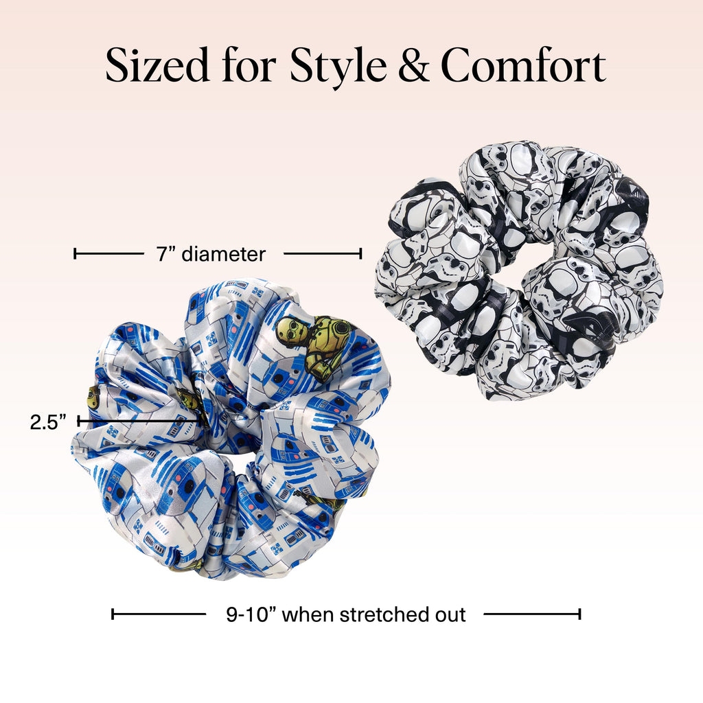 Kitsch x Star Wars R2-D2 & Stormtrooper Scrunchies for Women- Softer Than Silk Scrunchie, No Crease Hair Ties, Perfect For Day And Night Creaseless Hair Accessories - 2pcs