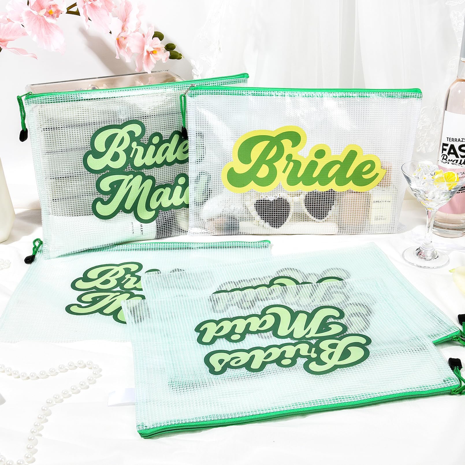 SOIDRAM 6PCS Bridesmaid Makeup Bag Clear Zippered Bag Bridesmaid Proposal Gifts Cosmetic Pouch for Wedding Party Favors Bachelorette Party Decorations Toiletry Organizer Bag Cosmetic Case Gift