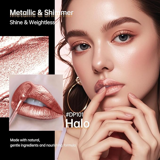 Depuplum Nude Lipsticks for Women Metallic Glitter Long Lasting Lipstick