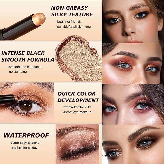 Mefyhtune Light Taupe Nude Eyeshadow Stick Matte Eyeshadow Pencil Makeup, High Pigment Crease-proof Eye Shadow Brightener stick, Hypoallergenic Waterproof Long Lasting Eye Highlighter Stick (19#)