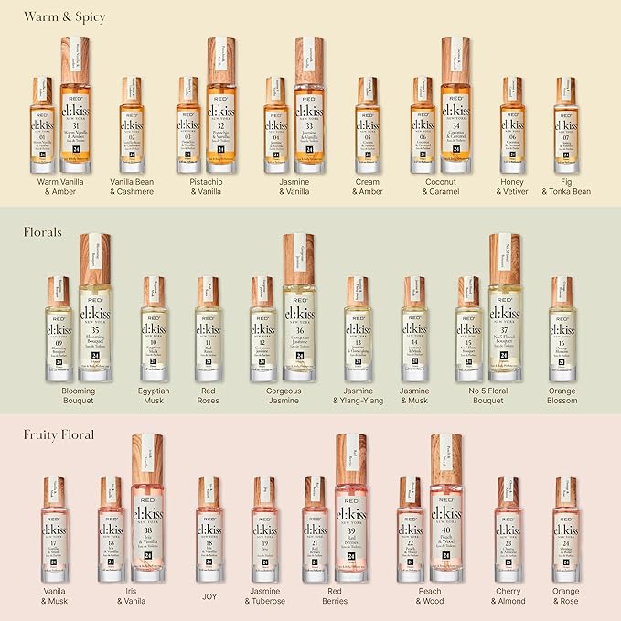EL:KISS Roll On Perfume, Orange Blossom Inspired by J'adore, Eau de Parfum 12mL (.40 Fl Oz), Hydrating & Long-Lasting, Alcohol & Mineral Oil-Free, Infused With Jojoba, Argan & Coconut Oil
