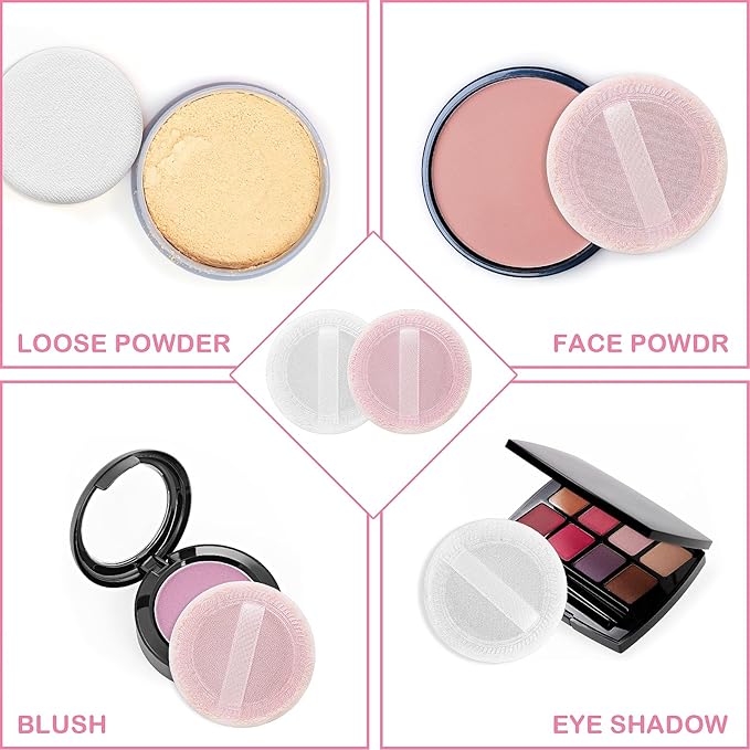 Sibba 12 PCS Blush Loose Powder Make Up Puff Face Setting Body Makeup Soft Velour Sponge Cosmetic Make Up Mini Portable Finger Applicator Holder Small Fluffy Highlighter Facial Cosmetic Cushion