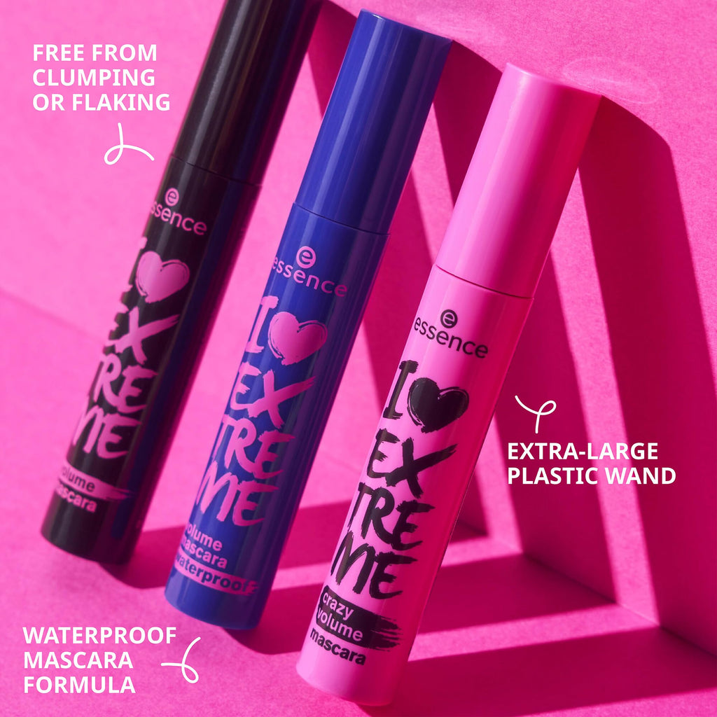 essence I Love Extreme Volume Waterproof Mascara, Black (Pack of 1)