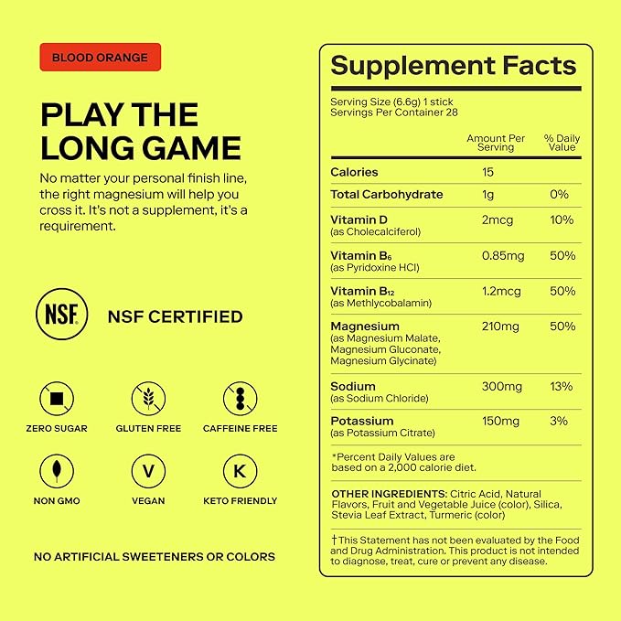 MAGNA Electrolytes Powder Drink Mix for Hydration, Energy & Focus Support (28 Servings, Blood Orange)