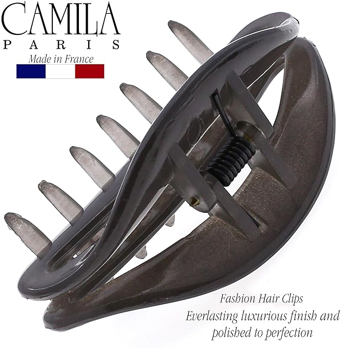 Camila Paris CP3080 French Hair Clip for Women, Small Gray, Girls Hair Claw Clips Jaw Fashion Durable Styling Hair Accessories for Women, Strong Hold No Slip Grip, Made in France
