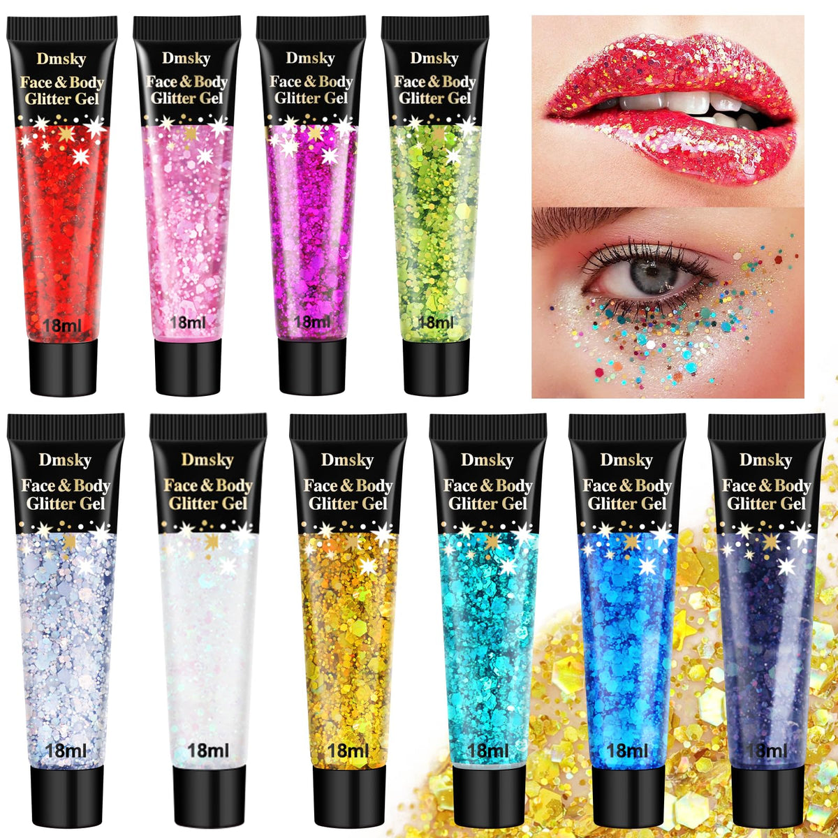 14 Colors Body Glitter,Face Glitter Makeup for Kids Women,Sparkly Chunky Hair Glitter for Eye Lip Nails,Mardi Gras Glitter Makeup Face Paint,Singer Concerts Disco Rave Festival Accessories
