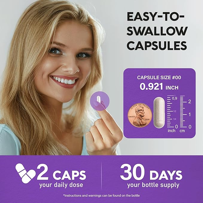 Biotin | Collagen | Hyaluronic Acid | Keratin - Hair Growth & Strength Support Vitamins - Skin & Nails Supplement - Clinically Tested for Men & Women - 25000mcg Vitamins B1, B2, B3, B6 & B7 - 60 Caps