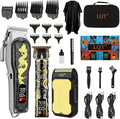LQT Hair Clippers 3-Piece Men's Professional Cordless Haircutting Set with LED Display, Trimmer, Shaver, Beard Clipper - Gift for man
