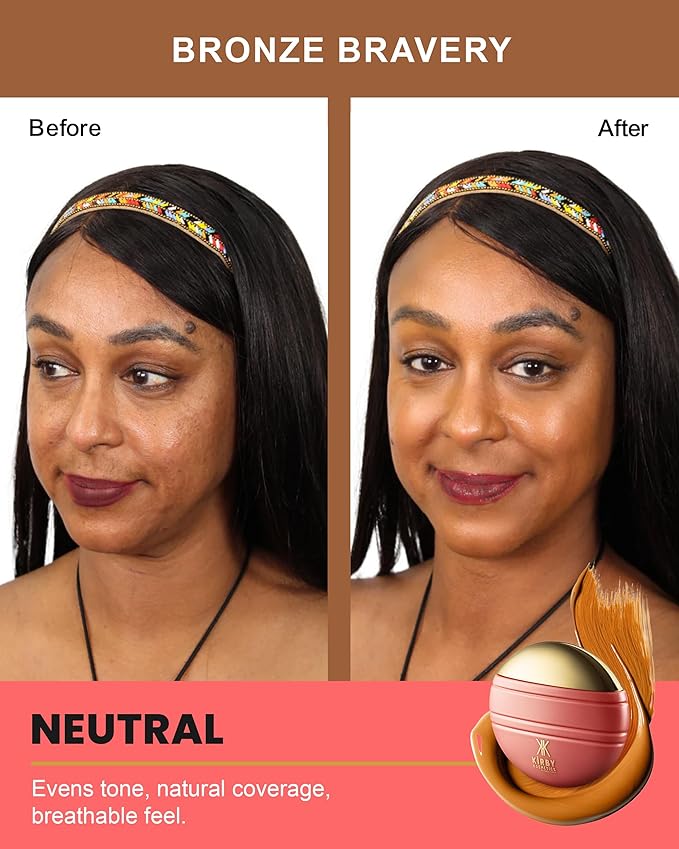 Kirby Kosmetics Konfident Glow Skin Tint – Bronze Bravery Hydrating Oil-Free Glass-Skin Foundation, Buildable Light-to-Medium Coverage, 30 ml – Inclusive Clean Makeup for Radiant Confidence