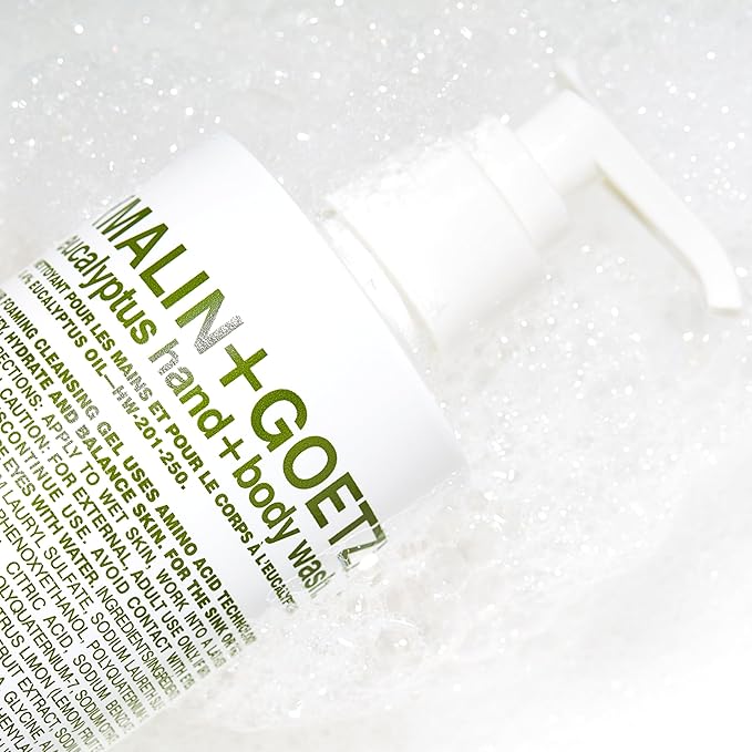 MALIN+GOETZ Hand + Body Wash | Gentle Foaming Cleanser with Botanical Extracts and Amino Acids | Hydrating, pH-Balanced, Unisex Scent | Vegan & Cruelty-Free (Eucalyptus, 8.5 Fl Oz)
