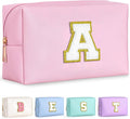 TOPEAST Initial Makeup Bag, Birthday Gifts for Women Girls, Pink A