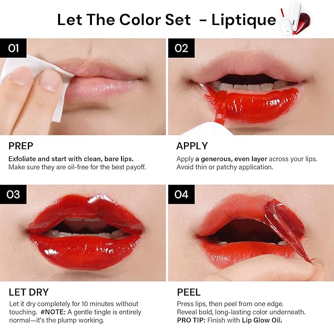 Oiad Liptique Lip Plumping Stain Peel Off - 24 Hour Long Lasting Lip Tattoo, Waterproof & Transfer Proof, Nourishing & Hydrating Peel off Korean Lip Tint for Women (003 BLUNTO)