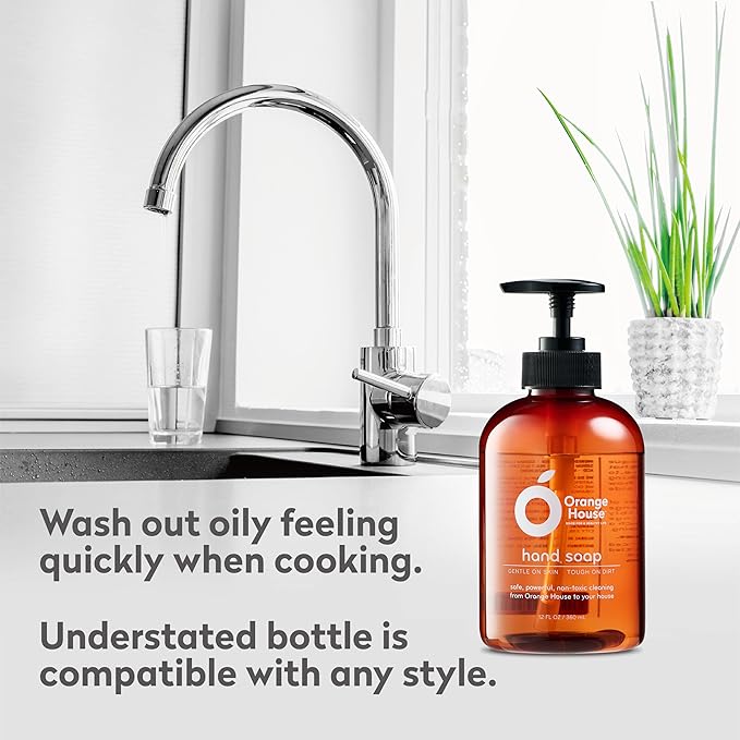 ORANGE HOUSE Hand Soap, Cold-Pressed Orange Oil, 12 Fl Oz (Pack of 3)