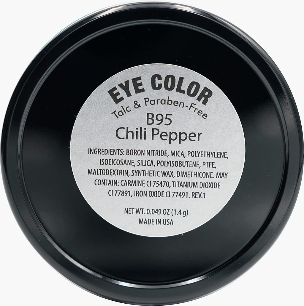 Pure Ziva Chili Pepper Bright Red Orange Sparkling Glitter Pressed Powder Single Vegan Eyeshadow; Talc, Paraben & Cruelty Free