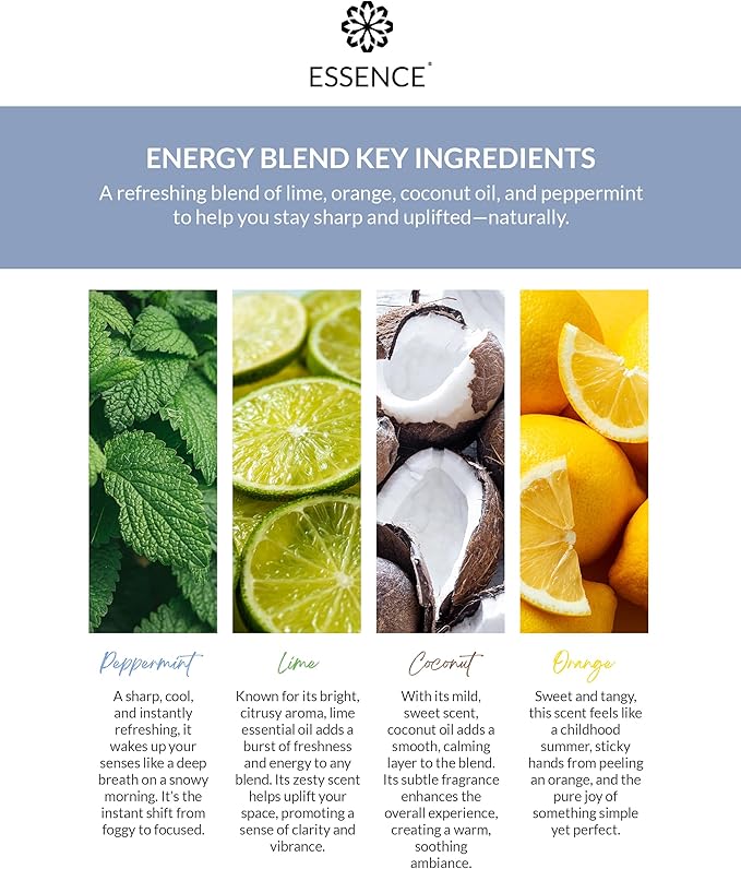 Essence Pearl Travel Case | Energy Essential Oil | Aromatherapy Nasal Diffuser & Essential Oil Carrying Case | Peppermint & Citrus Blend | Travel-Friendly Kit | Black Pod