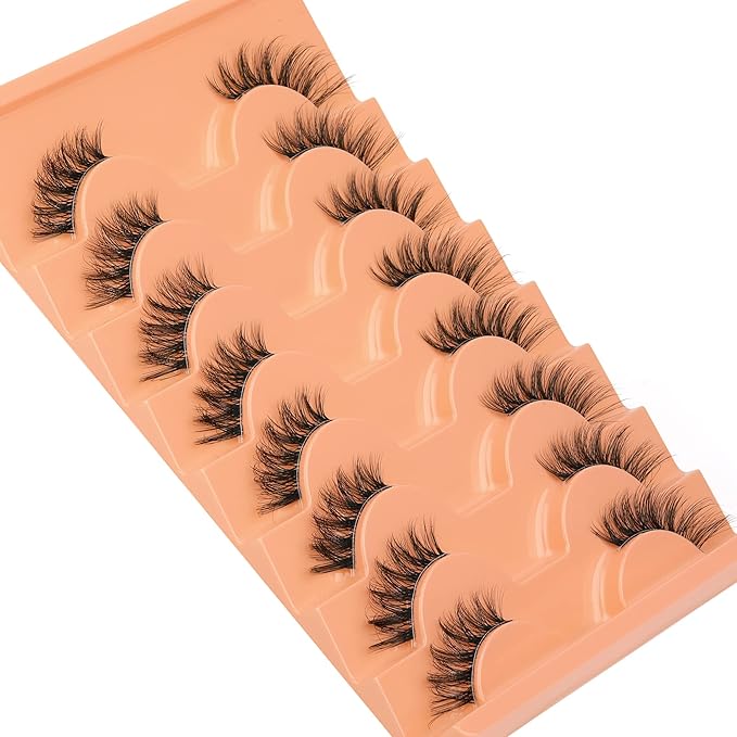alphonse Half Lashes Natural Look Half Lash Cateye Clear Band Half Eyelashes Cat Eye Fluffy Wispy Accent Lashes 3/4 Flared End Lashes Pack 8 Pairs by ALPHONSE, 8.0 Count