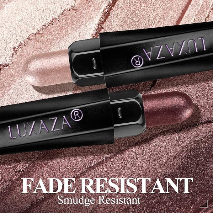 LUXAZA 6PCS Cream Eyeshadow Stick Makeup Sets, Metallic And Matte Shimmer Eye Shadow Eye Brightener Stick Pencil Crayon, A05-Wine Red
