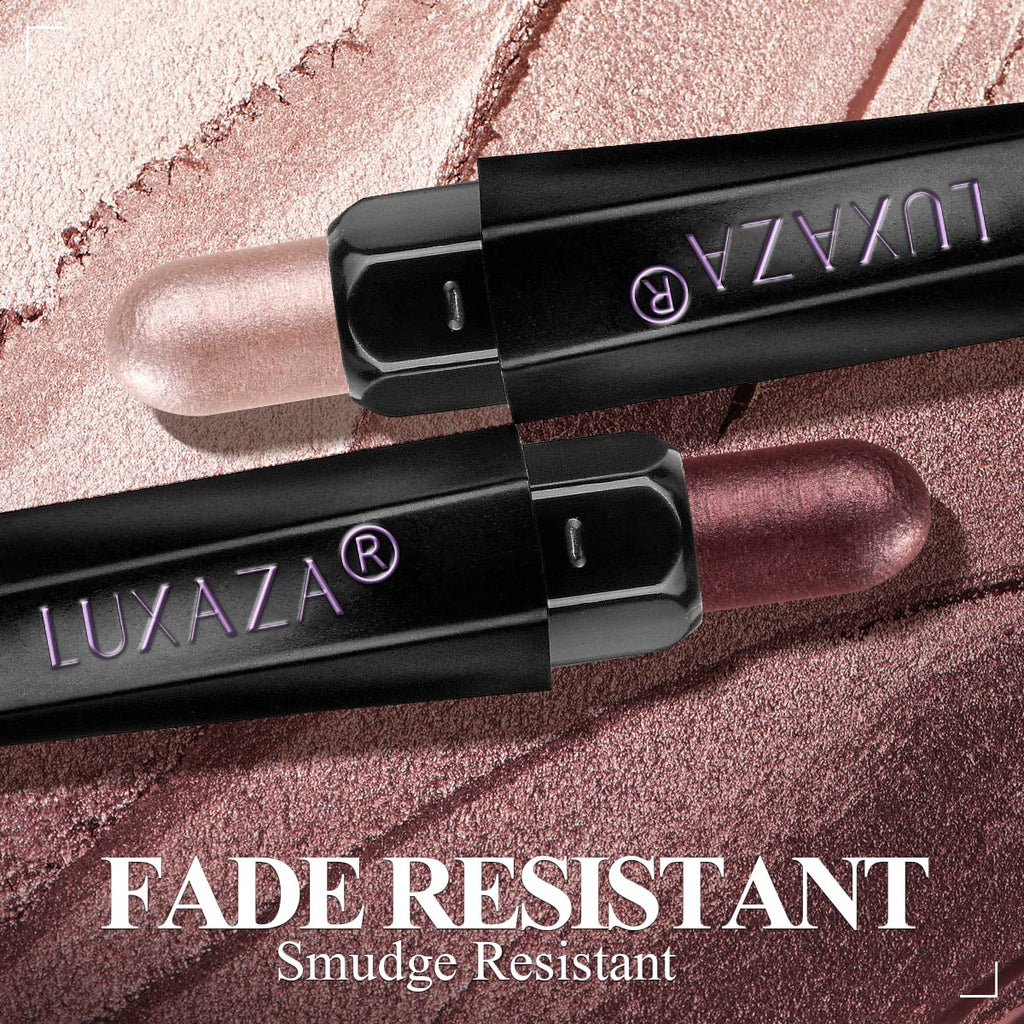 LUXAZA 6PCS Cream Eyeshadow Stick Makeup Sets, Metallic And Matte Shimmer Eye Shadow Eye Brightener Stick Pencil Crayon, A05-Wine Red