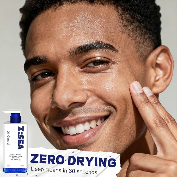 Z:SEA Men's Oil Control Face Wash with Salicylic Acid Blue Beads, 5.29 Oz