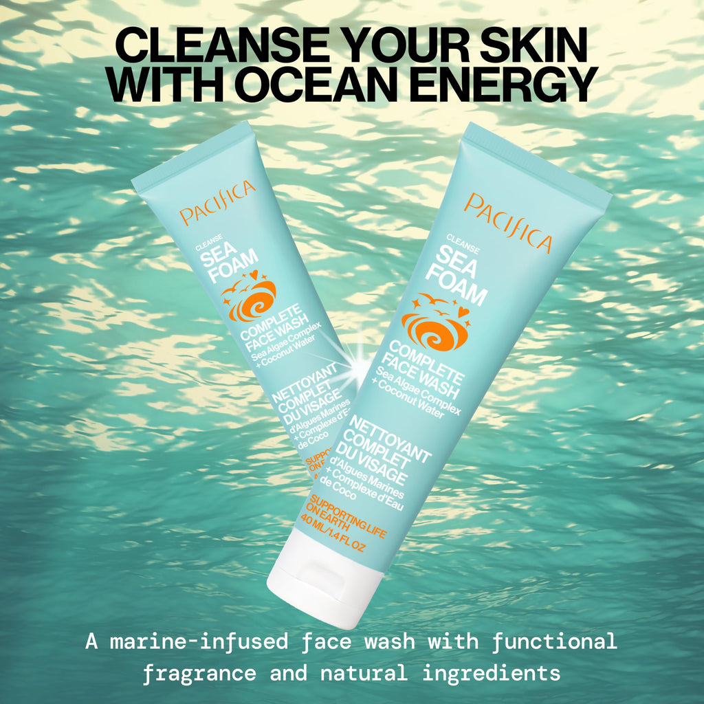 Pacifica Face Wash - Sea Foam Mini Travel Size, Skincare, Daily Gentle Foaming Cleanser, Makeup Remover, Face Cleanser, Skin Care, For Combination and Oily Skin, Vegan, 1.4 fl oz (1 Count)
