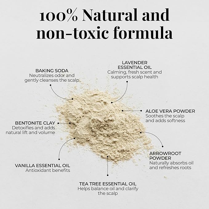 Amallow - Non Toxic Dry Shampoo Powder - With Organic Ingredients - Arrowroot, Bentonite Clay, Aloe Vera, & Essential Oils - No Talc, No Aerosol - Men & Women - Great For Travel