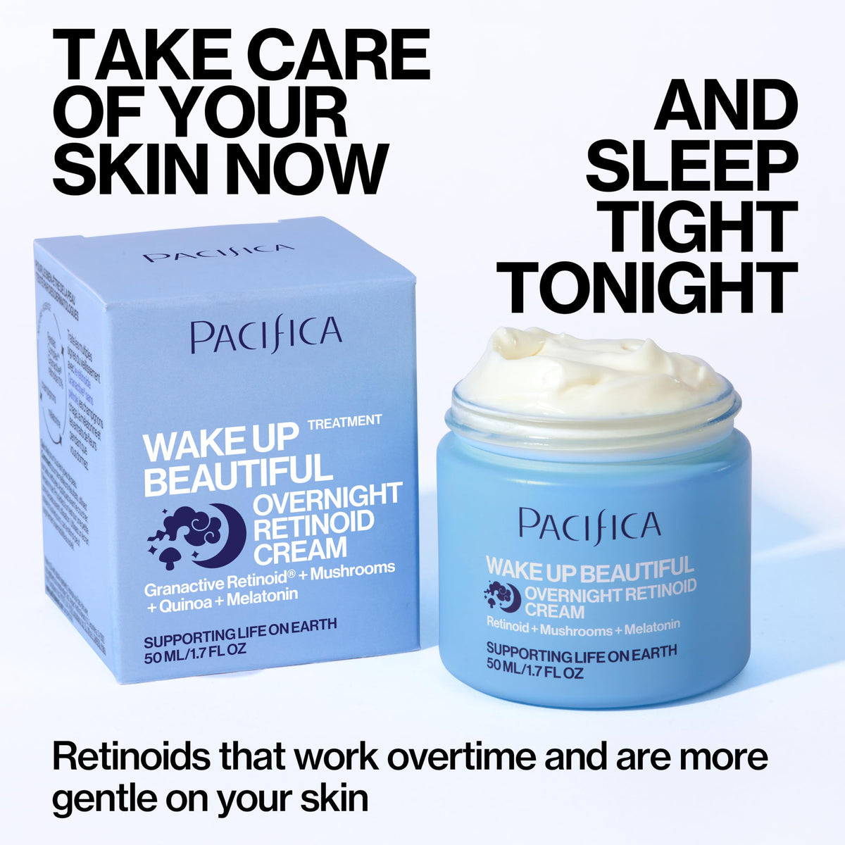 Pacifica Wake Up Beautiful Retinoid Night Cream – Overnight Anti-Aging Moisturizer with Hyaluronic Acid & Melatonin, Reduces Wrinkles & Fine Lines, Hydrating and Gentle for Dry or Mature Skin, Vegan