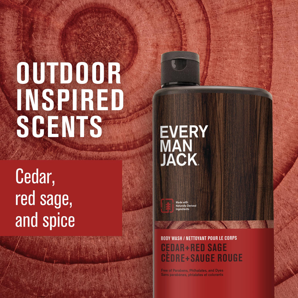 Every Man Jack Hydrating Body Wash for Men, Cedar Red Sage, 2pk