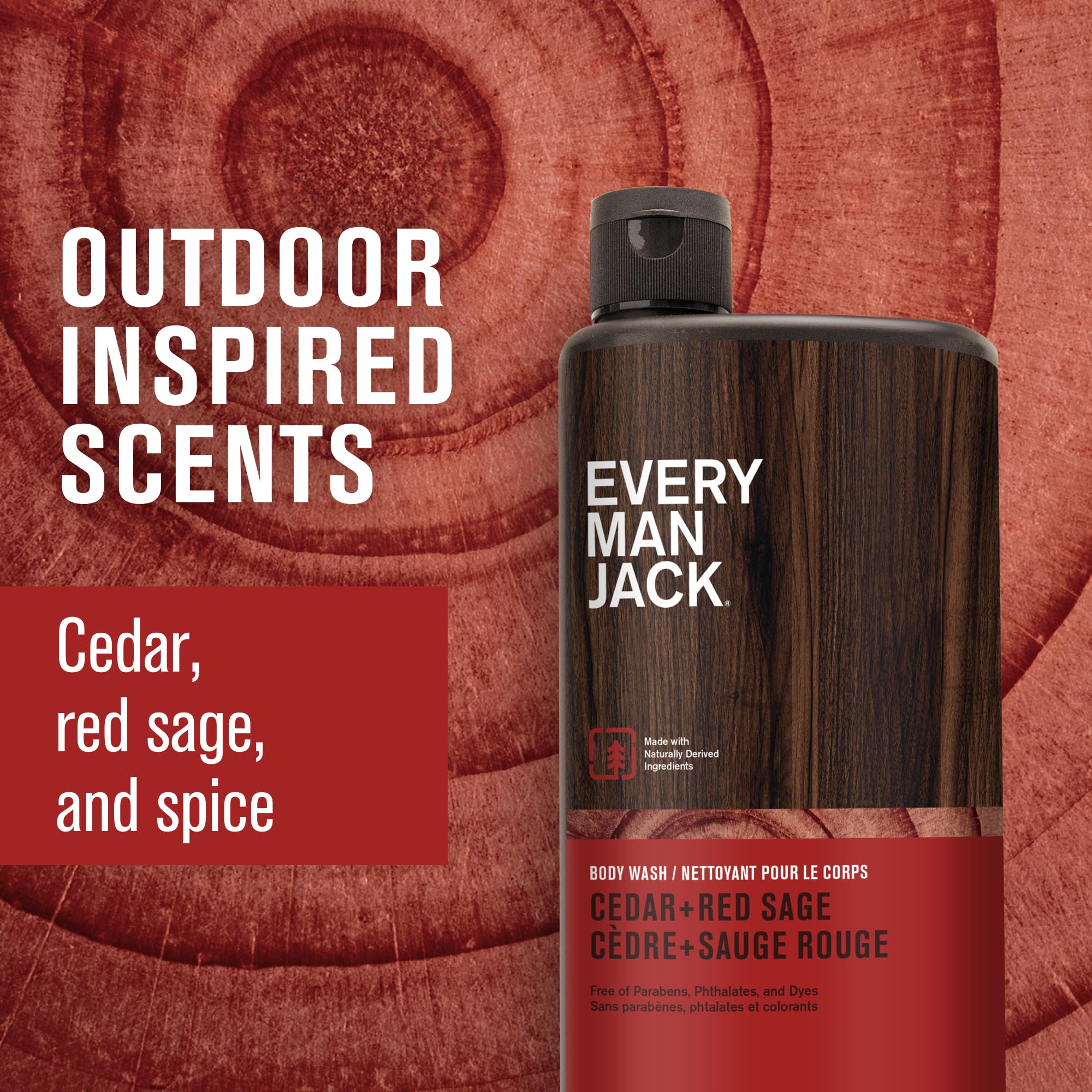 Every Man Jack Hydrating Body Wash for Men, Cedar Red Sage, 2pk