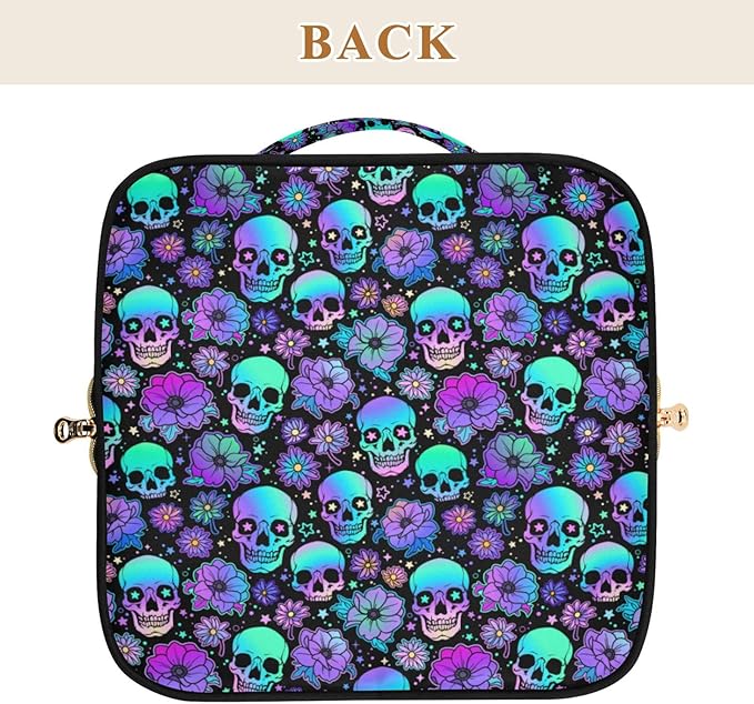 MNSRUU Makeup Organizer Bag, Funny Skulls Travel Makeup Bags Makeup Vanity Case Large Capacity Rhombus Cosmetic Toiletry Bag for Girl Women Ladies