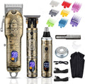 Dumite Hair Clippers for Men,Professional Hair Cutting Kit,Cordless Barber Clipper and T-Blade Beard Trimmer Set (Gold-1)