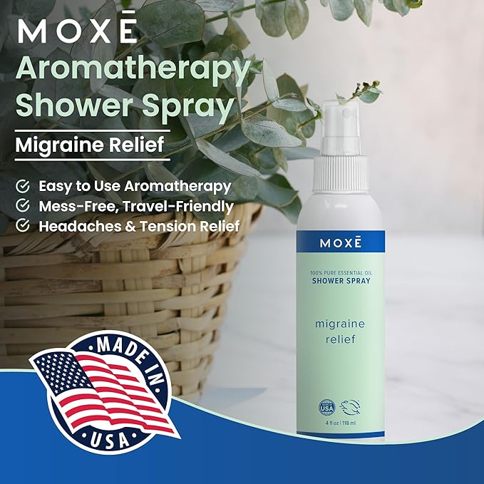MOXĒ Migraine Shower Steamer Spray for Headaches & Tension Relief, 4oz