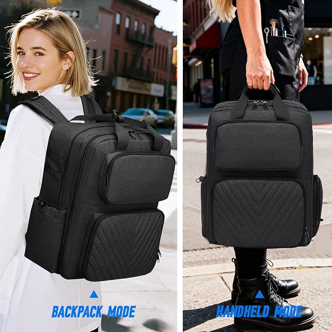 RUCYEN Barber Bag, Large Capacity Barber Case, Travel Hairdresser Organizer Supplies Bag, Hairstylist Backpack for Hair Cutting Tools