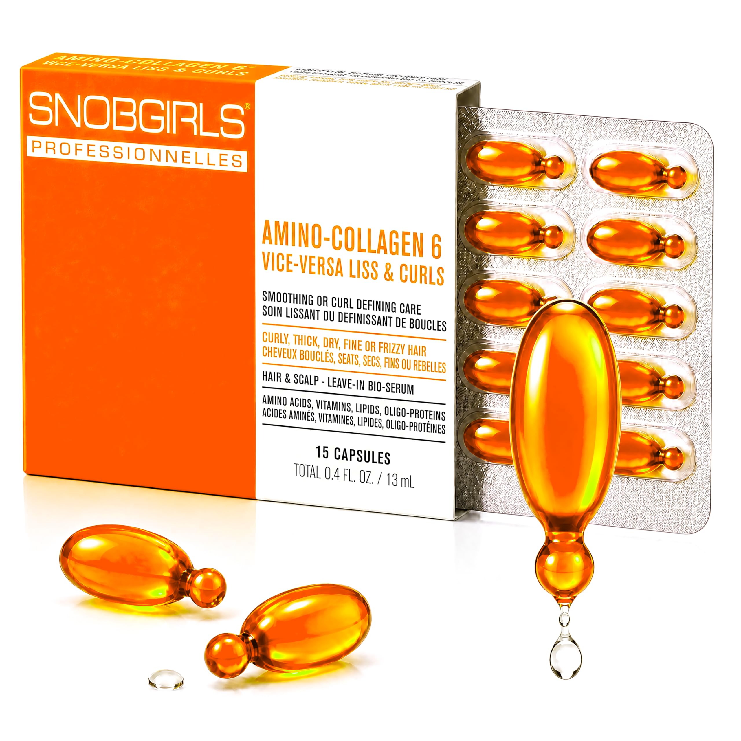 SNOB GIRLS Vice-Versa Hair Serum Capsules, Anti-Frizz Serum, Vegan, 15 Ct