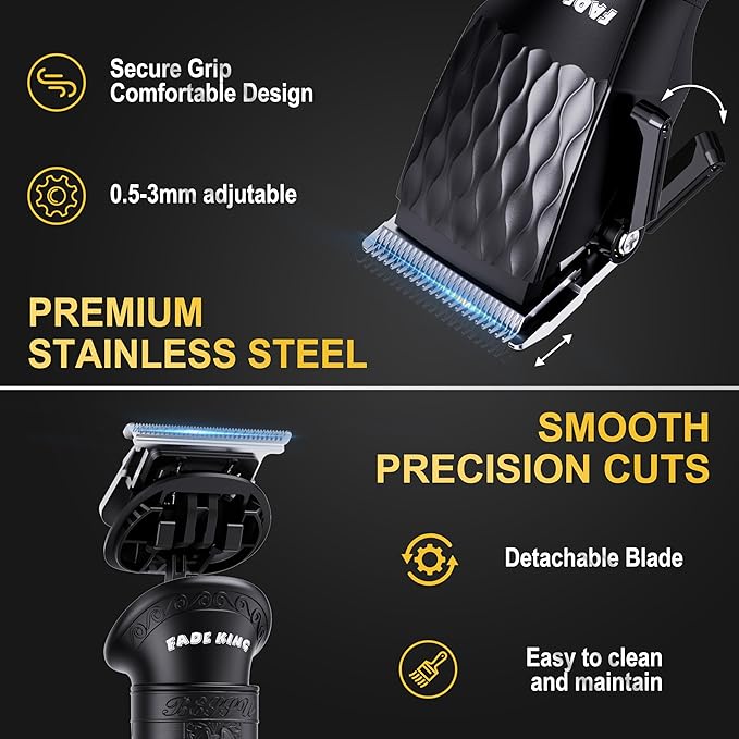 FADEKING® Professional Hair Clippers for Men, Cordless Hair Cutting Kit