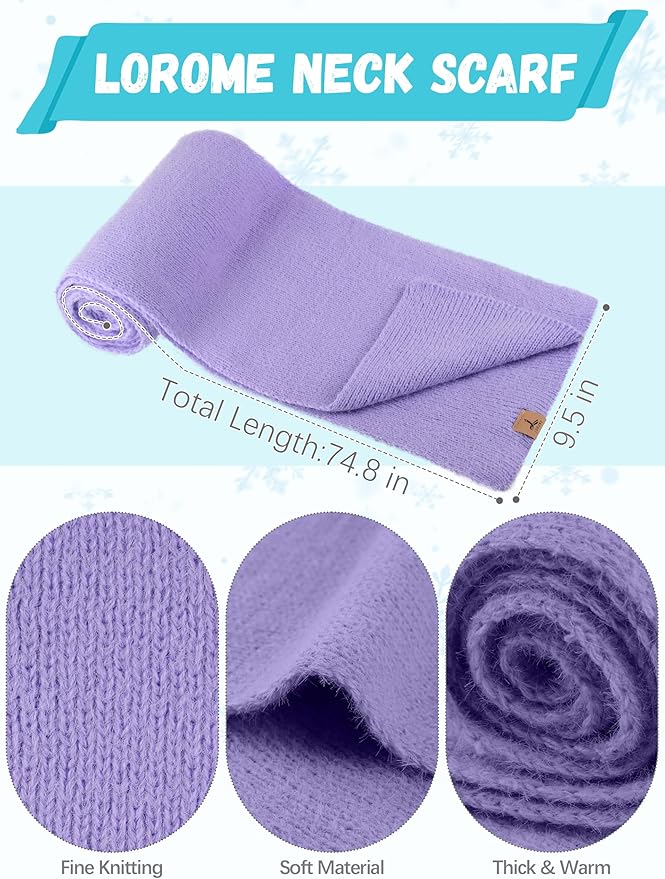 LOROME Winter Beanie Hat Gloves Scarf, Cashmere Hat Gloves Scarf Set Women