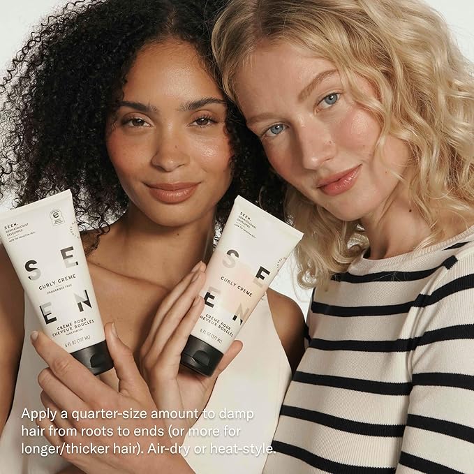 SEEN Curly Creme, Scented - Non-Comedogenic Curl Defining Styling Hair Cream - Dermatologist-Developed - Anti-Frizz- Heat Protectant - Safe for Sensitive Skin