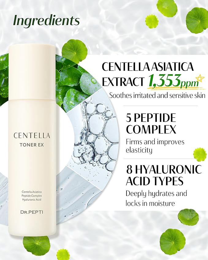 DR.PEPTI Centella Milky Serum Toner, 8-Form Hyaluronic Acid, 6.09 oz